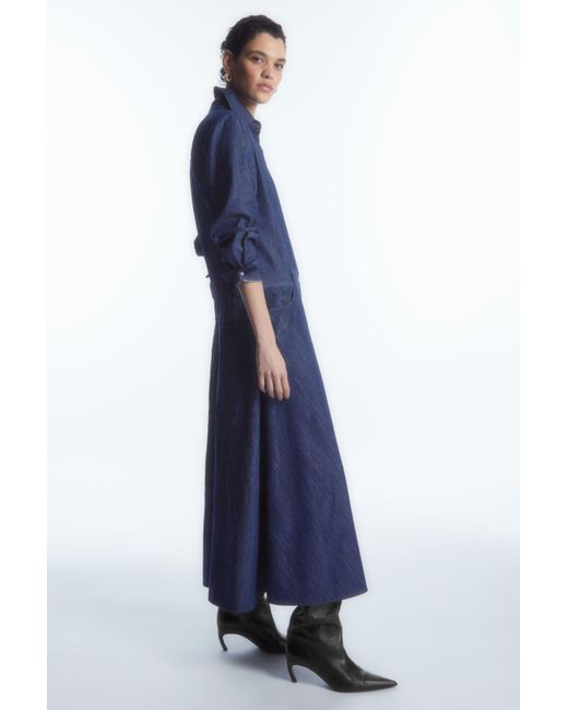 COS Blue Denim Midi Shirt Dress