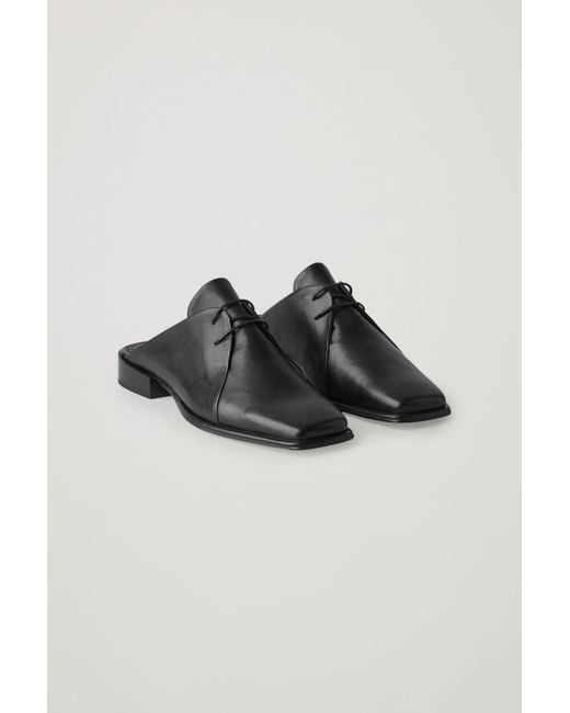 COS Black Leather Lace-up Mules