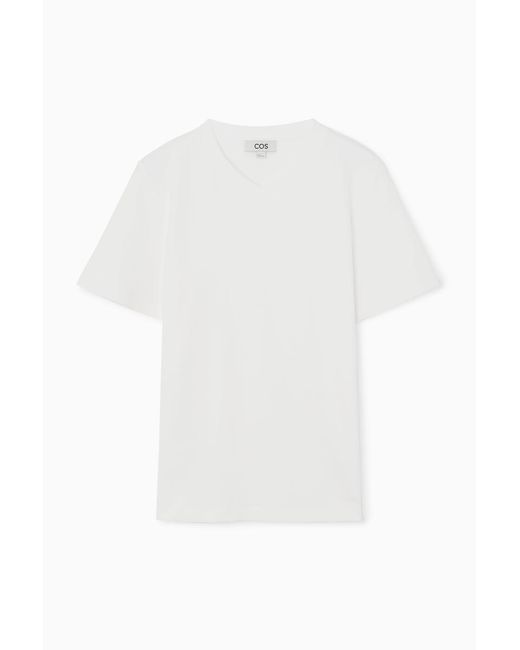 COS White Kastenförmiges T-shirt Mit V-ausschnitt