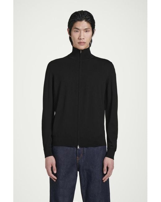COS Strickjacke Aus Merinowolle Mit Stehkragen in Black für Herren