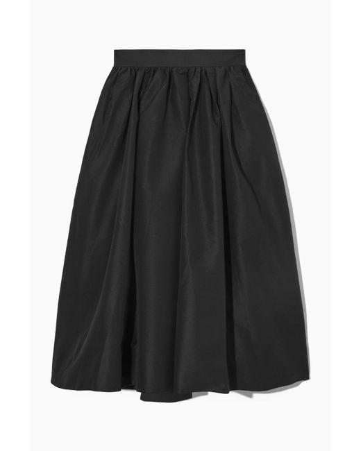 COS Black Voluminous Taffeta Midi Skirt