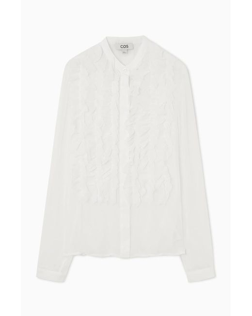 COS White Transparente Bluse Mit Rüschen