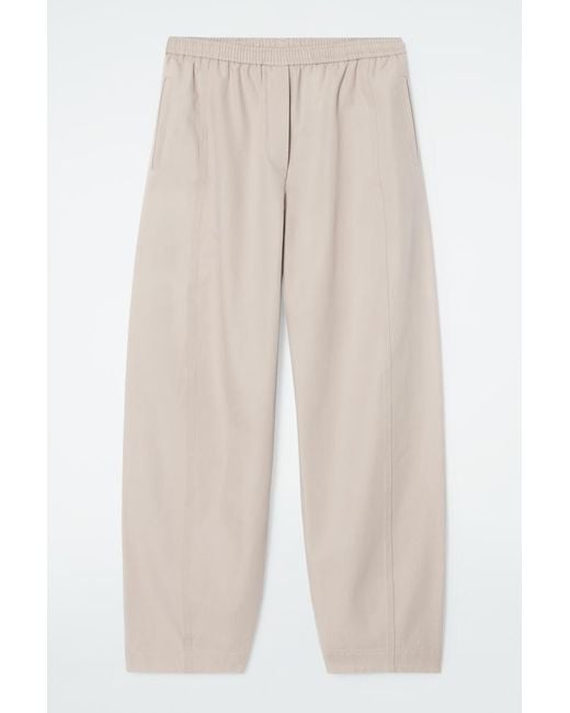 COS Natural Barrel-leg Cotton Trousers
