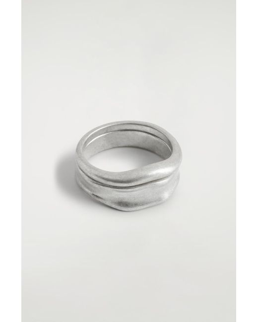 COS Gray 2-Pack Hammered Rings for men