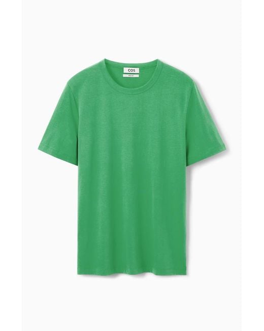 COS Green Regular Lightweight Brushed-cotton T-shirt for men