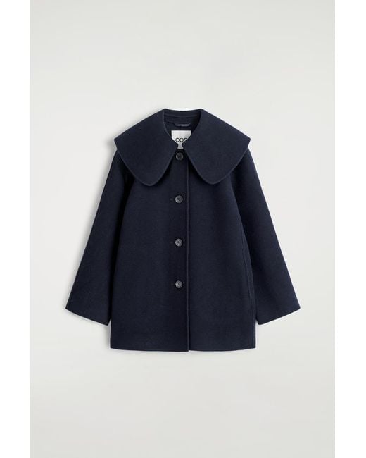 COS Blue Collared Double-Faced Wool Jacket