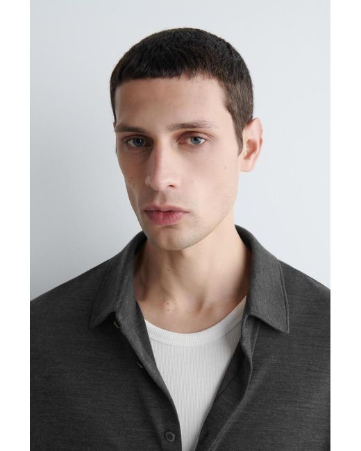 COS Black Wool-Blend Jersey Shirt for men