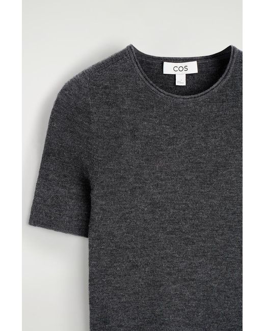 COS Black Seamless Merino Wool T-Shirt
