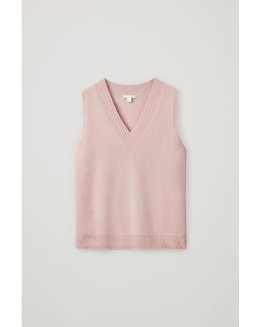 COS Pink Cashmere V-neck Vest