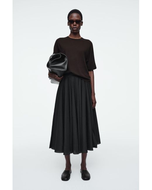 COS Black Circle-Cut Midi Skirt