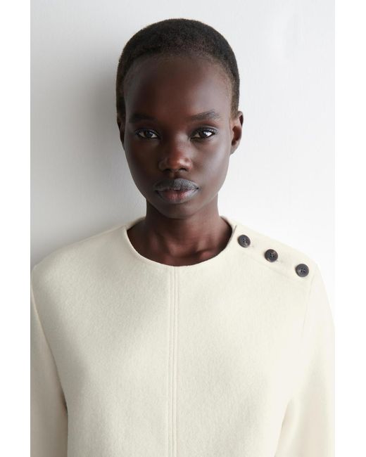 COS Natural Button-Detail Boiled-Wool Sweatshirt