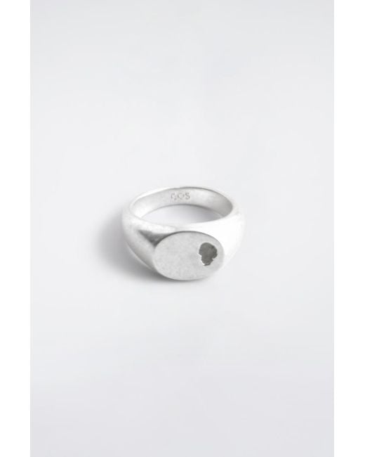 COS White Indented Signet Ring for men
