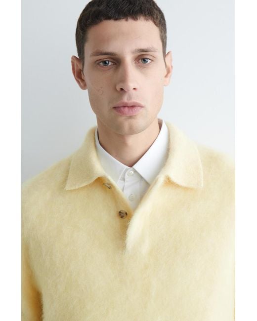 COS Yellow Brushed Mohair-Blend Polo Sweater for men