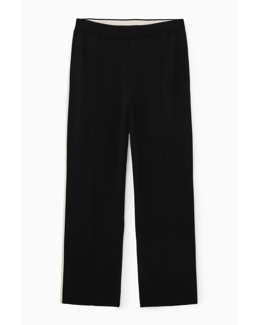 COS Black Contrast-stripe Knitted JOGGERS for men