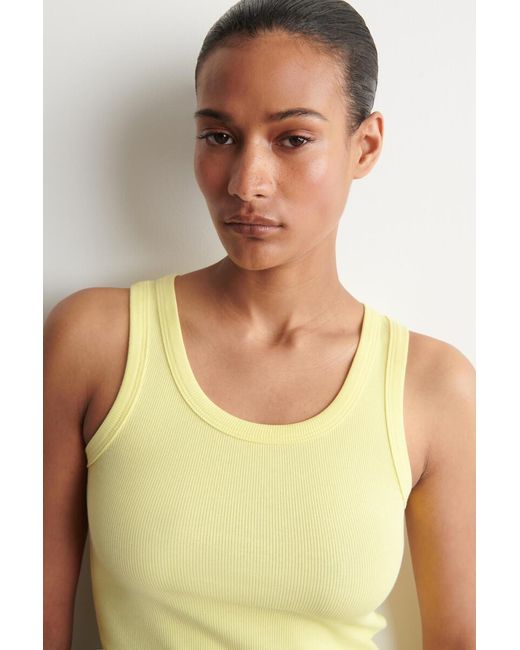 COS Yellow Ribbed Cotton Tank Top