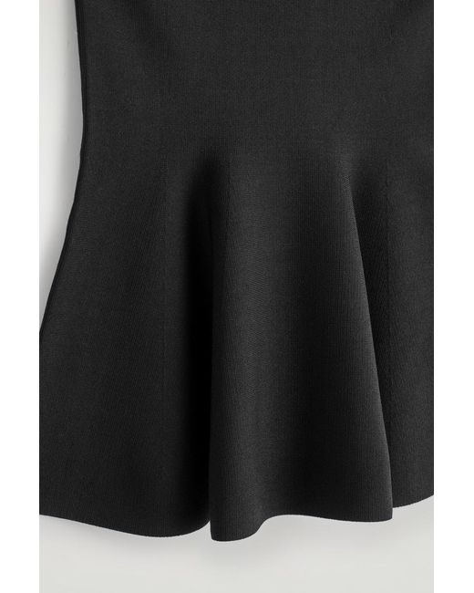 COS Black Sheer-Detail Knitted Peplum Top