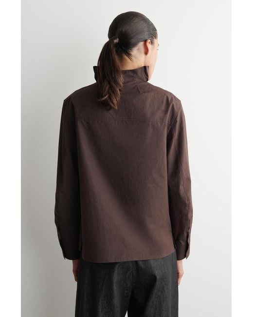 COS Brown Pintucked Cotton Blouse
