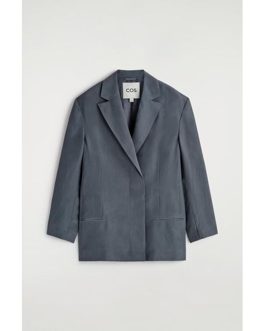 COS Blue Washed-Silk Blazer