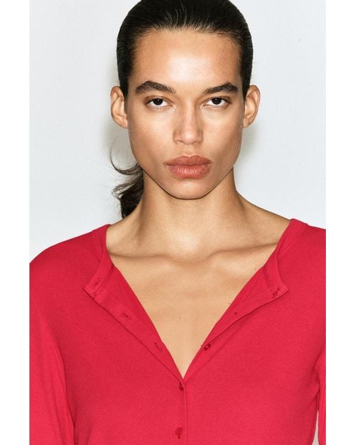 COS Red Jersey Cardigan Top