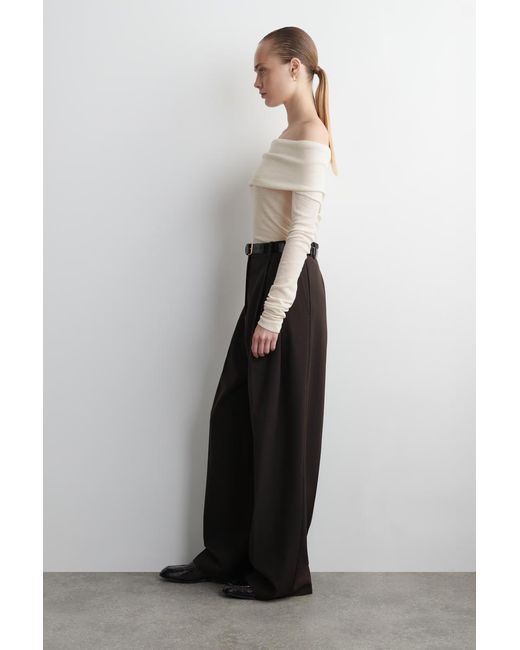 COS Natural Off-The-Shoulder Merino Wool Top