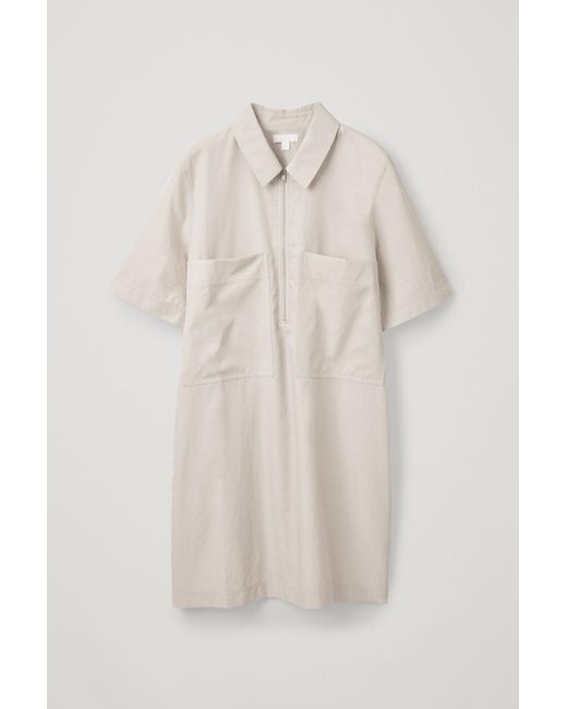 COS Natural Front-zip Shirt Dress