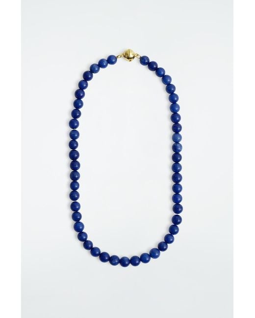 COS Blue Beaded Stone Necklace