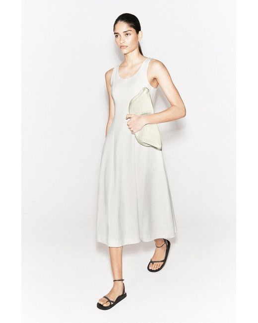 COS White Sculpted Cotton Midi Dress