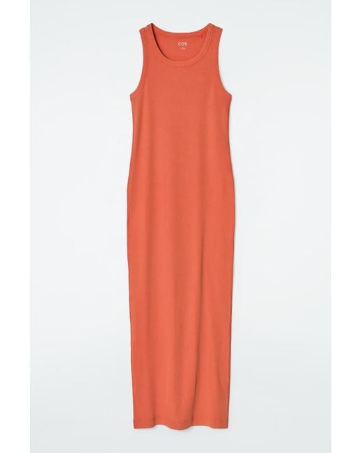 COS Orange Ribbed Tube Dress
