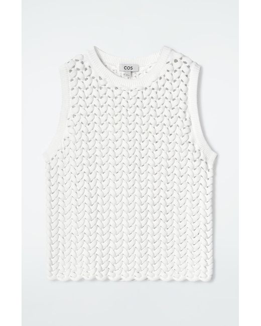 COS White Strickpullunder Mit Lochstrickmuster