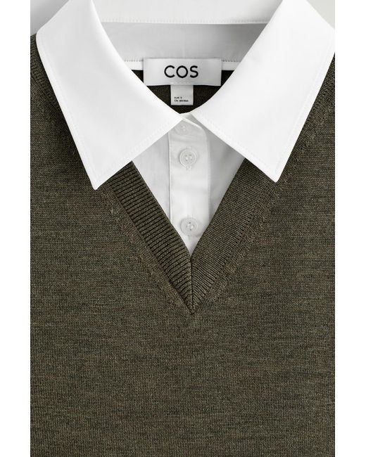 COS Green Layered Merino Wool Sweater Tank