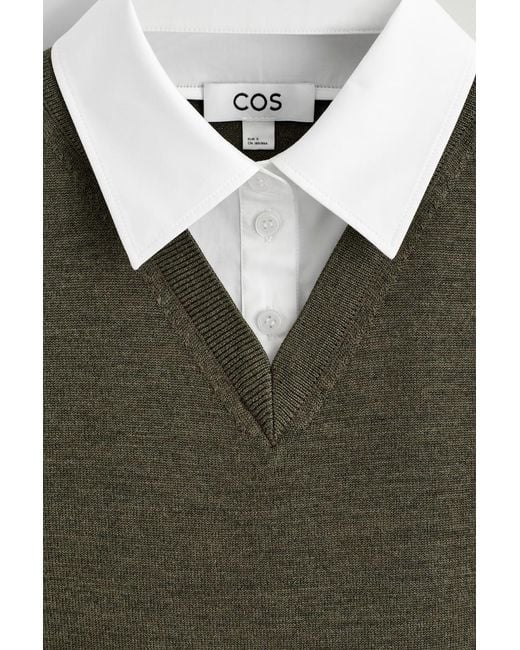 COS Green Layered Merino Wool Sweater Tank