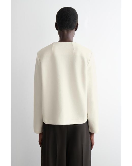 COS Natural Button-Detail Boiled-Wool Sweatshirt