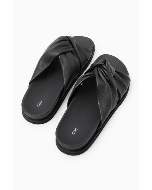 COS Black Crossover Leather Slides