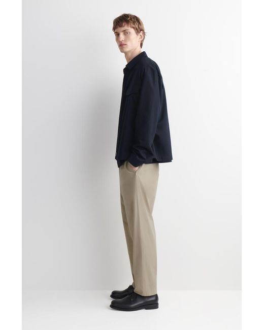 COS Natural Elasticated Cotton Regular-Fit Tapered Trousers for men