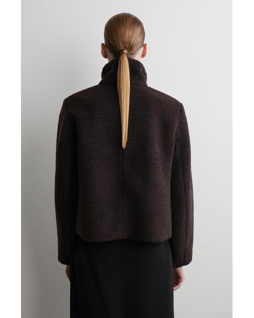 COS Black Funnel-Neck Teddy Jacket