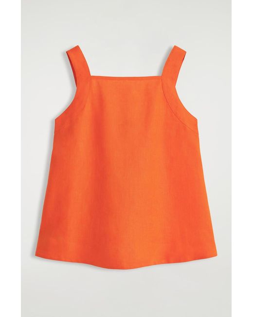 COS Orange Tie-Back Linen Top