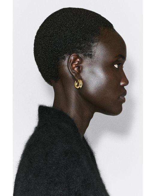 COS Metallic Mini Chunky Hoop Earrings