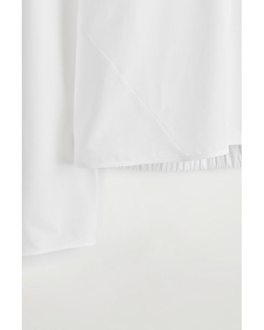 COS Gray Draped-Collar Cotton Blouse