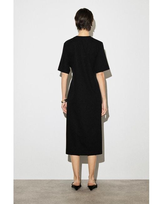 COS Black Belt-Detail Midi T-Shirt Dress
