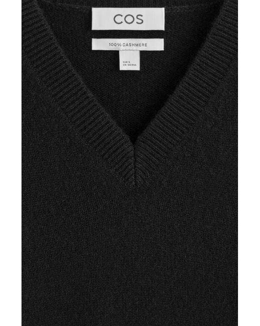 COS Black Sculpted Cashmere V-Neck Jumper