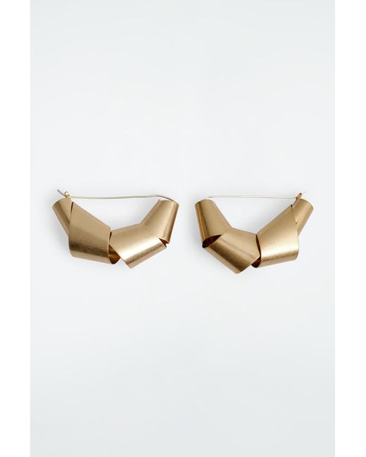 COS White Twisted Earrings