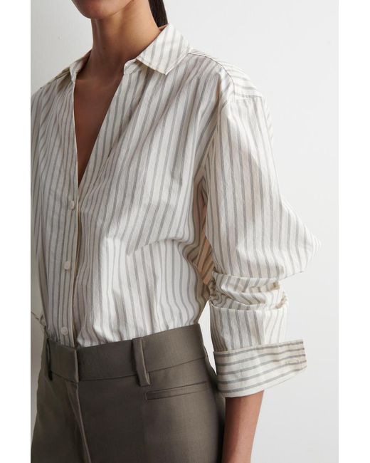 COS White Open-Collar Cotton-Poplin Shirt