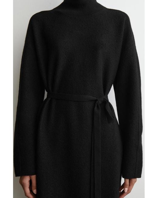 COS Black Boiled-Wool Mock-Neck Dress