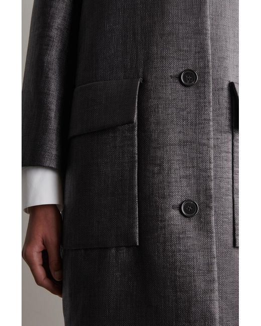 COS Black Textured Single-Breasted Coat