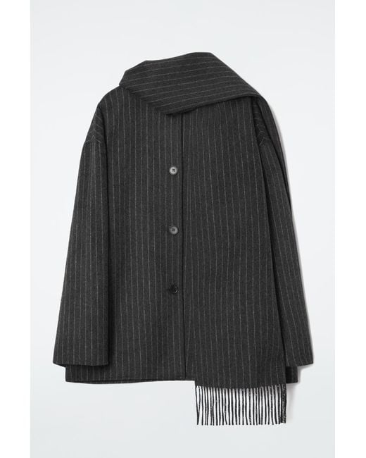 COS Black Oversized Wool-blend Scarf Jacket