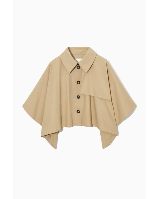 COS Natural Cropped Trench Coat Cape