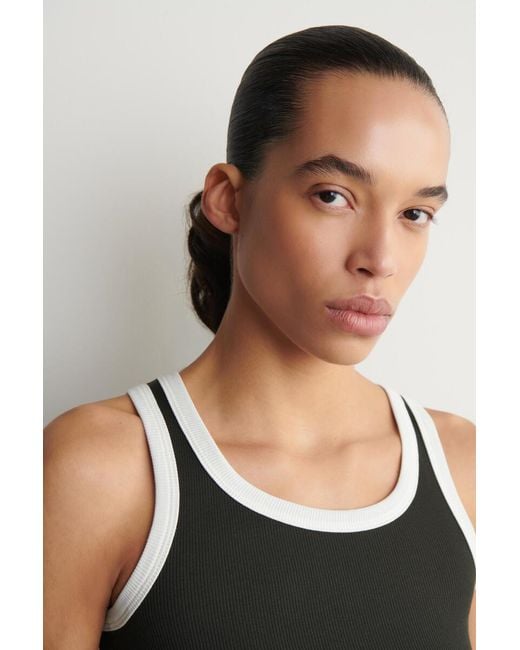 COS Black Ribbed Cotton Tank Top