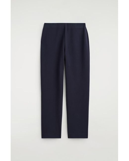 COS Blue Elasticated Straight-Leg Jersey Pants