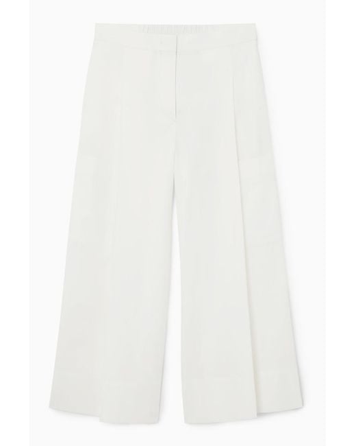 COS White Elasticated Pleated Culottes