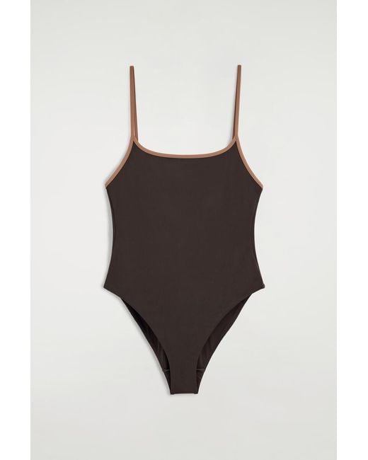 COS Black Contrast-Trimmed Swimsuit